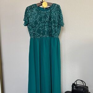 ASOS Teal Sequin Bodice Maxi Dress